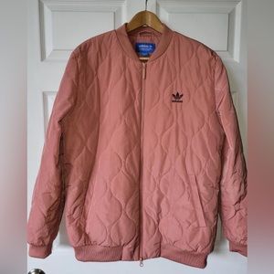 Adidas Mens Dusty Pink Quilted Bomber Jacket